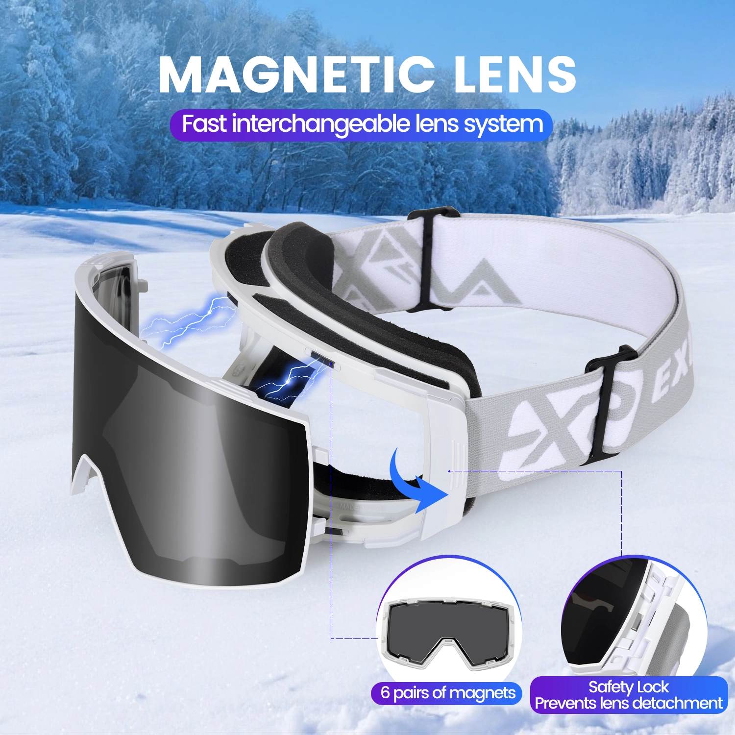 Interchangeable Lens Magnetic Ski Goggles